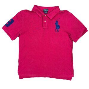 Vintage Polo Ralph Lauren Polo Shirt Big Pony #3 Short Sleeve Pink Cotton Medium